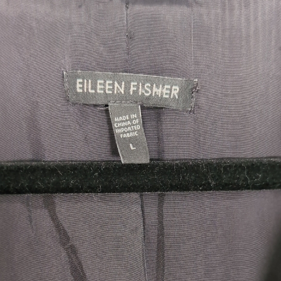 Eileen Fisher | Black Trench Pea Coat Notched Lapel and Classic Style Size L - Picture 6 of 10